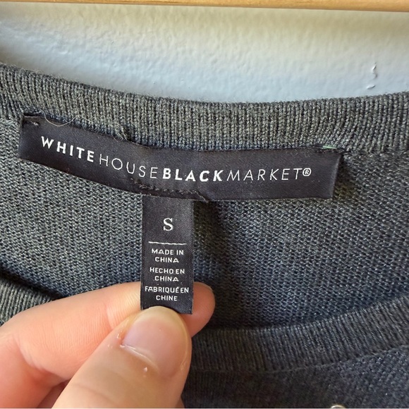 White House Black Market Sweater Womens Sz Small Gray 3/4 Sleeve Sweatshirt WHBM - Picture 3 of 9